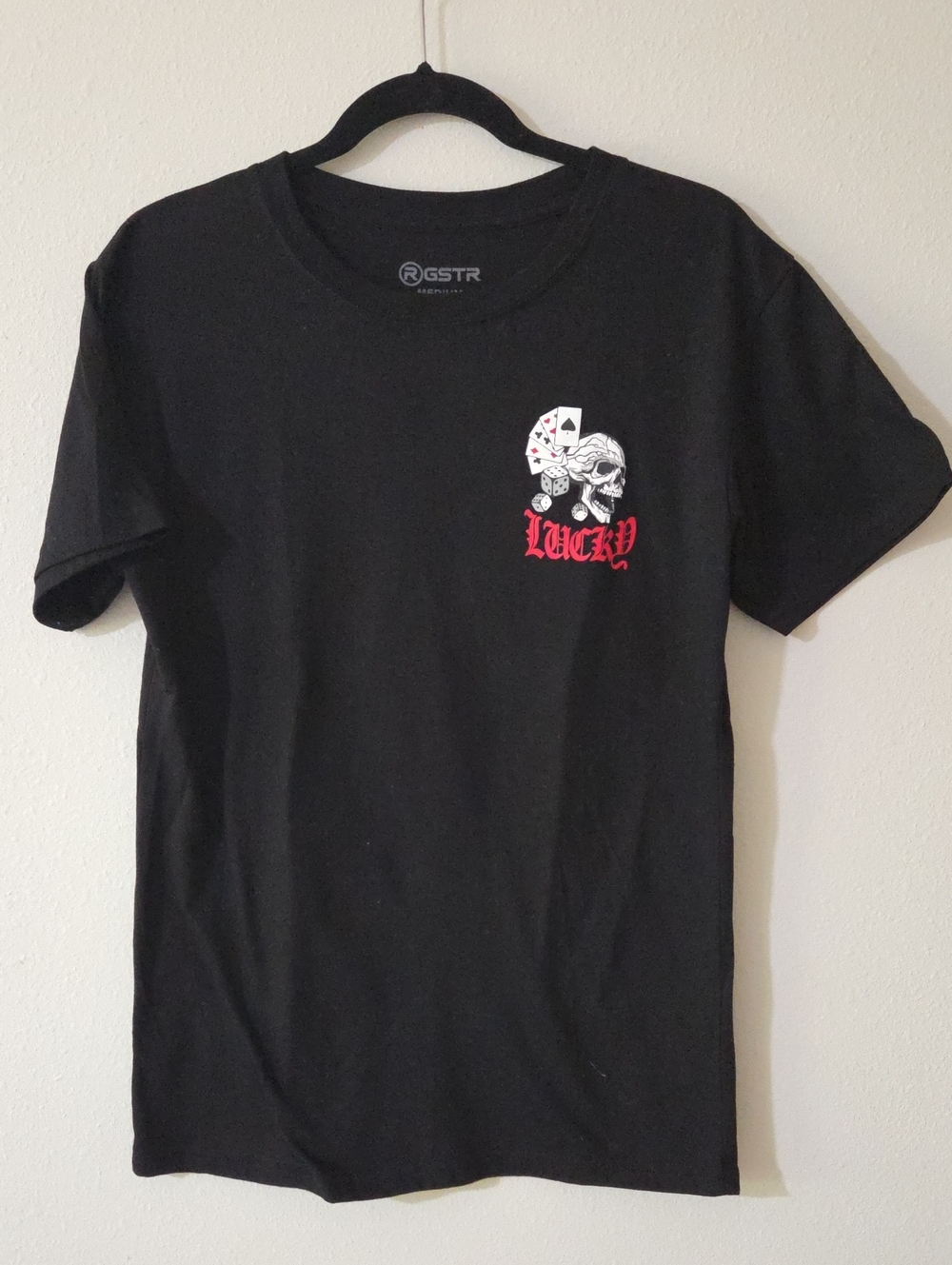 Black 'Lucky' Skull Graphic Tee - Men